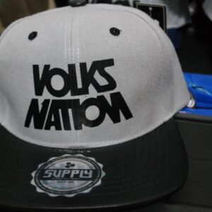 Grey & Black Leather Hat/ Black Lettering